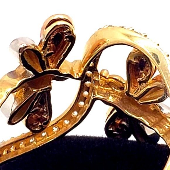 14 k GOLD Double Dragonfly Ring size 6 - Picture 11 of 16